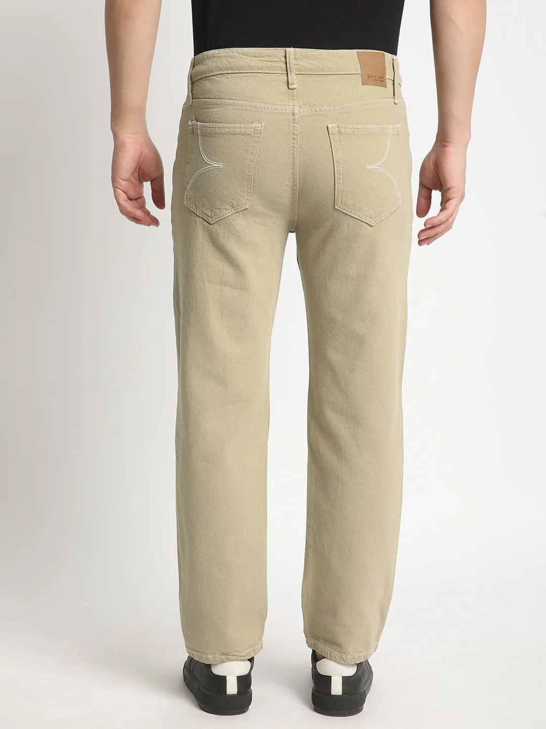 Men Beige Relaxed Fit Solid Jeans