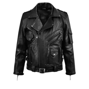 Men Black Leather Motorcycle Jacket