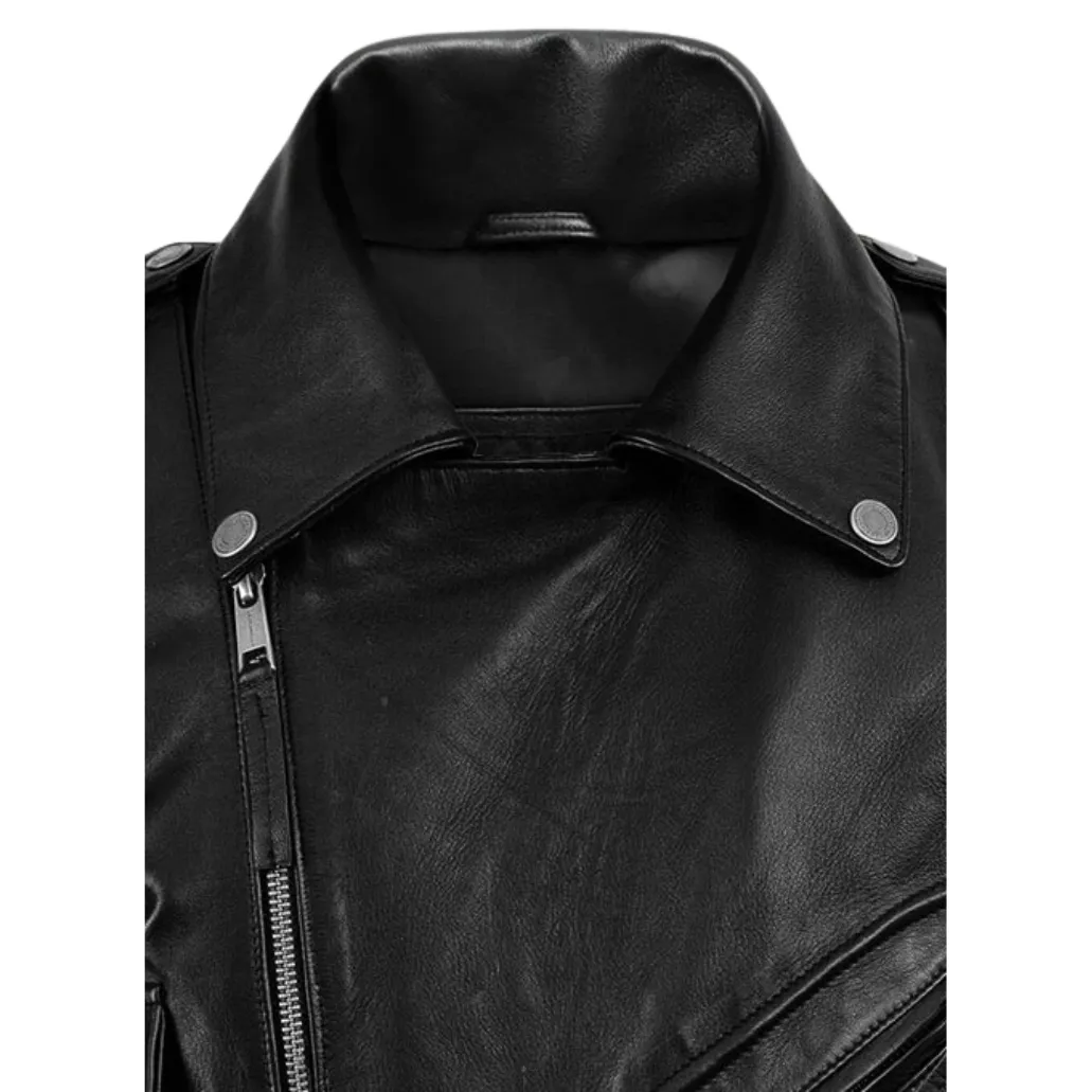 Men Black Leather Motorcycle Jacket