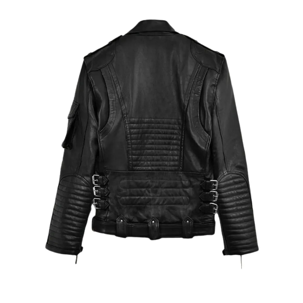 Men Black Leather Motorcycle Jacket