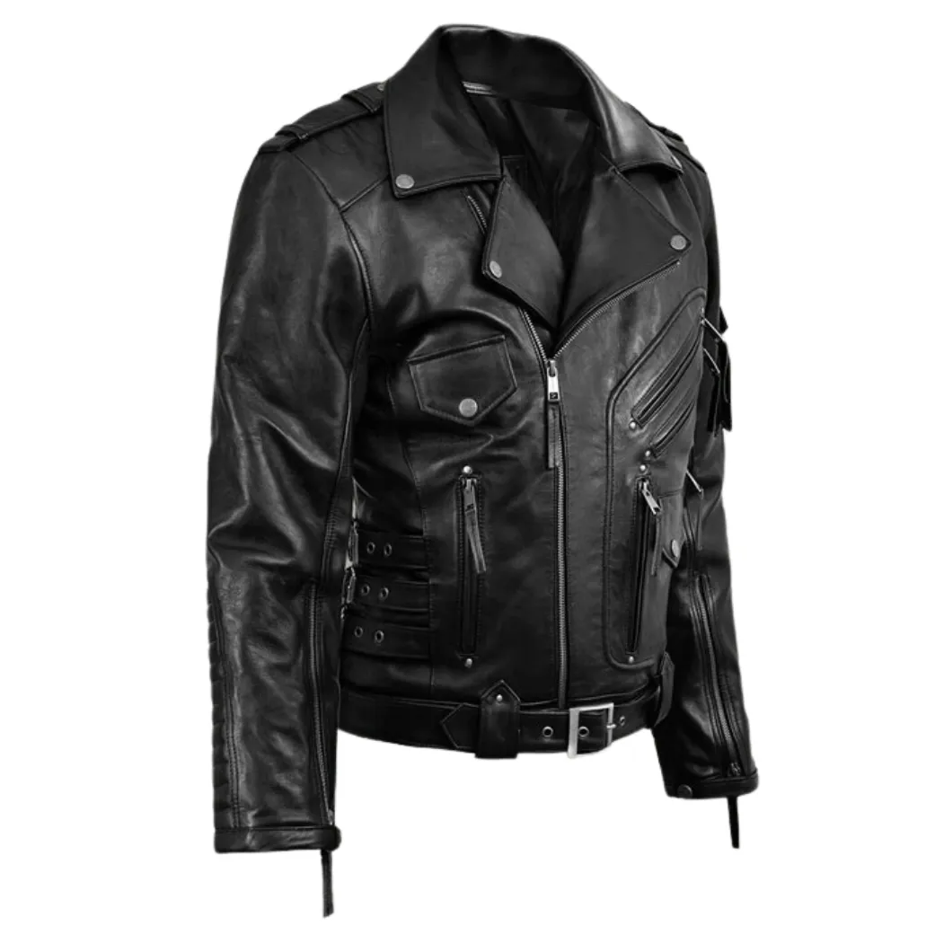 Men Black Leather Motorcycle Jacket