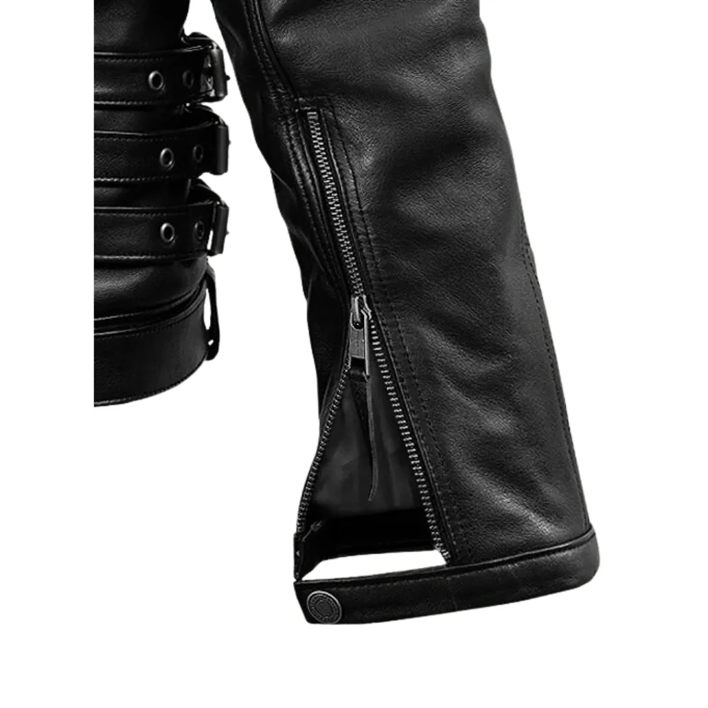 Men Black Leather Motorcycle Jacket