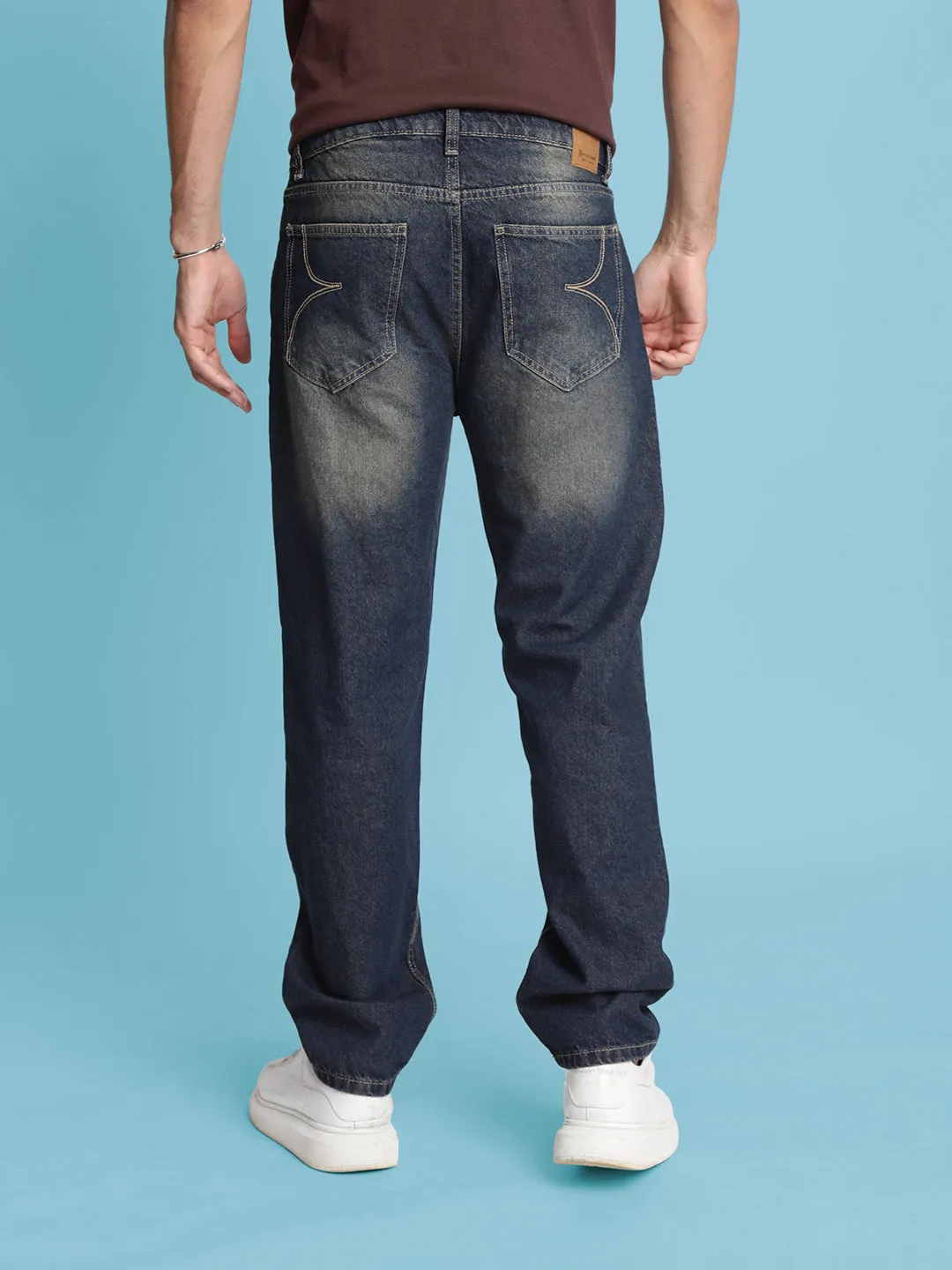 Men Dark Blue Tinted Relaxed Fit Jeans