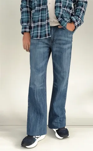 Men JEANIUS JEANS Steven relaxed Bootcut Jeans in blue - Mid rise