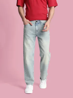 Men Light Blue Relaxed-Fit Washed Jeans