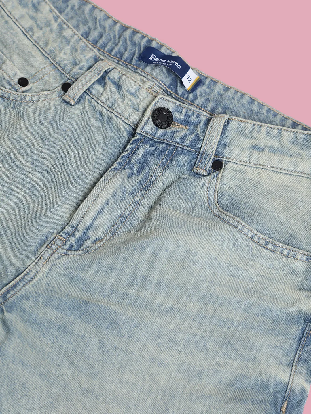 Men Light Blue Relaxed-Fit Washed Jeans