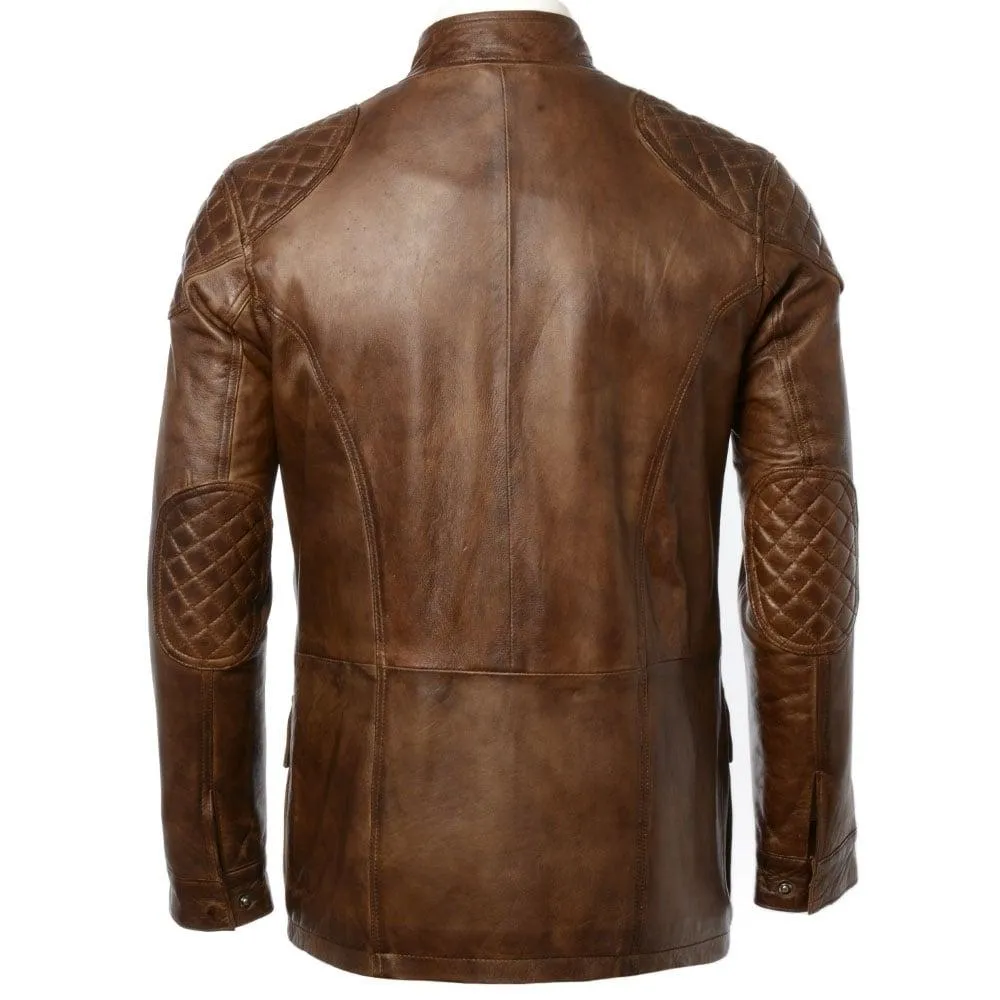 Mens 3/4 Soft Vintage Brown Leather Brontes Jacket