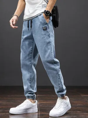 Men's Black & Blue Cargo Harem Jeans