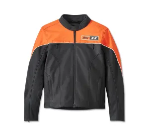 Men's Depeyster Leather Jacket - Harley Orange & Harley Black