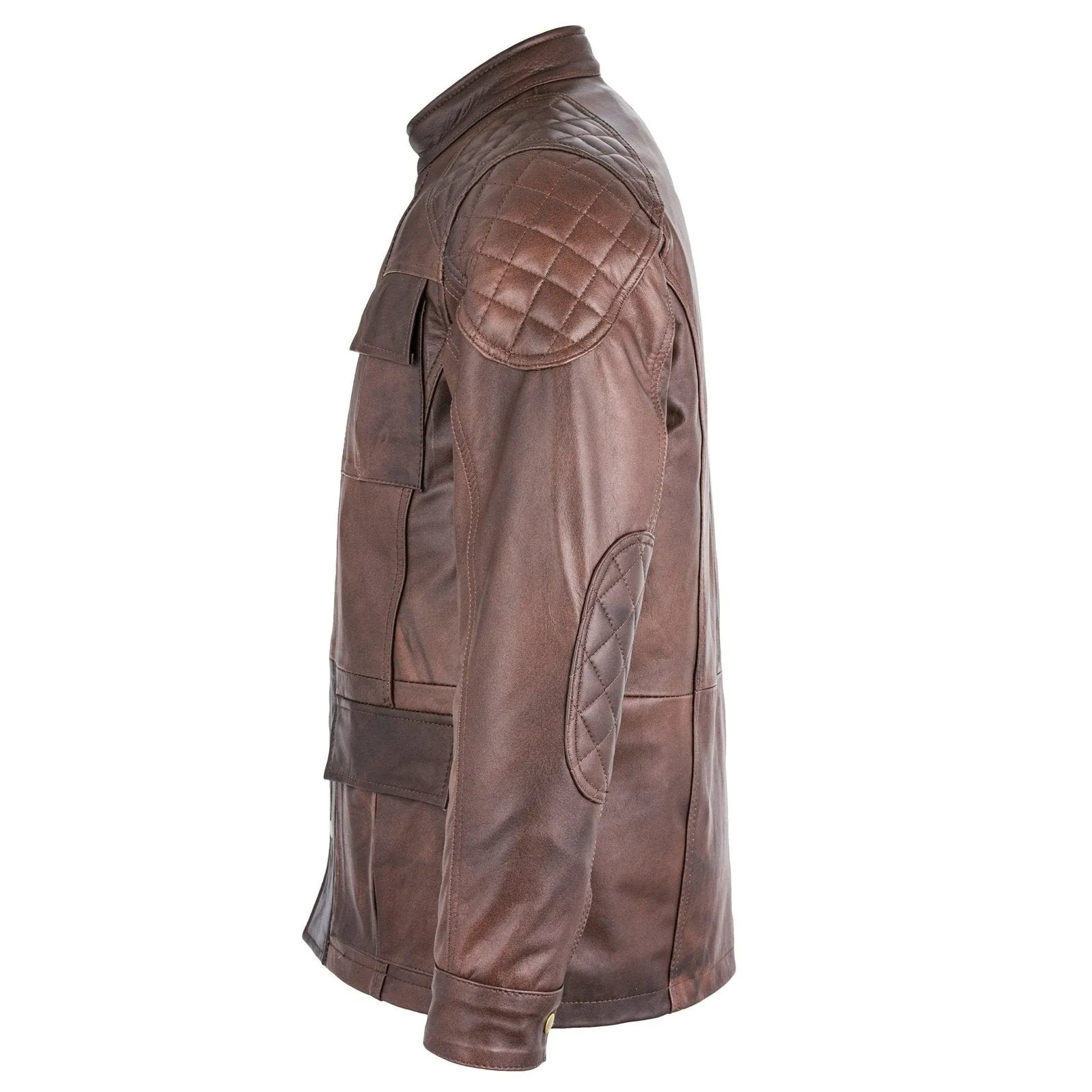 Mens Soft Black Leather Biker Long Jacket - Three Quarter Jackets