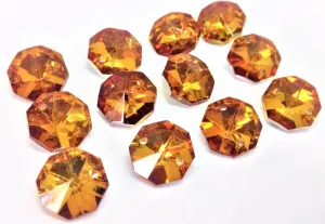 Metallic Amber 14mm Octagon Beads, Chandelier Crystals 2 Holes