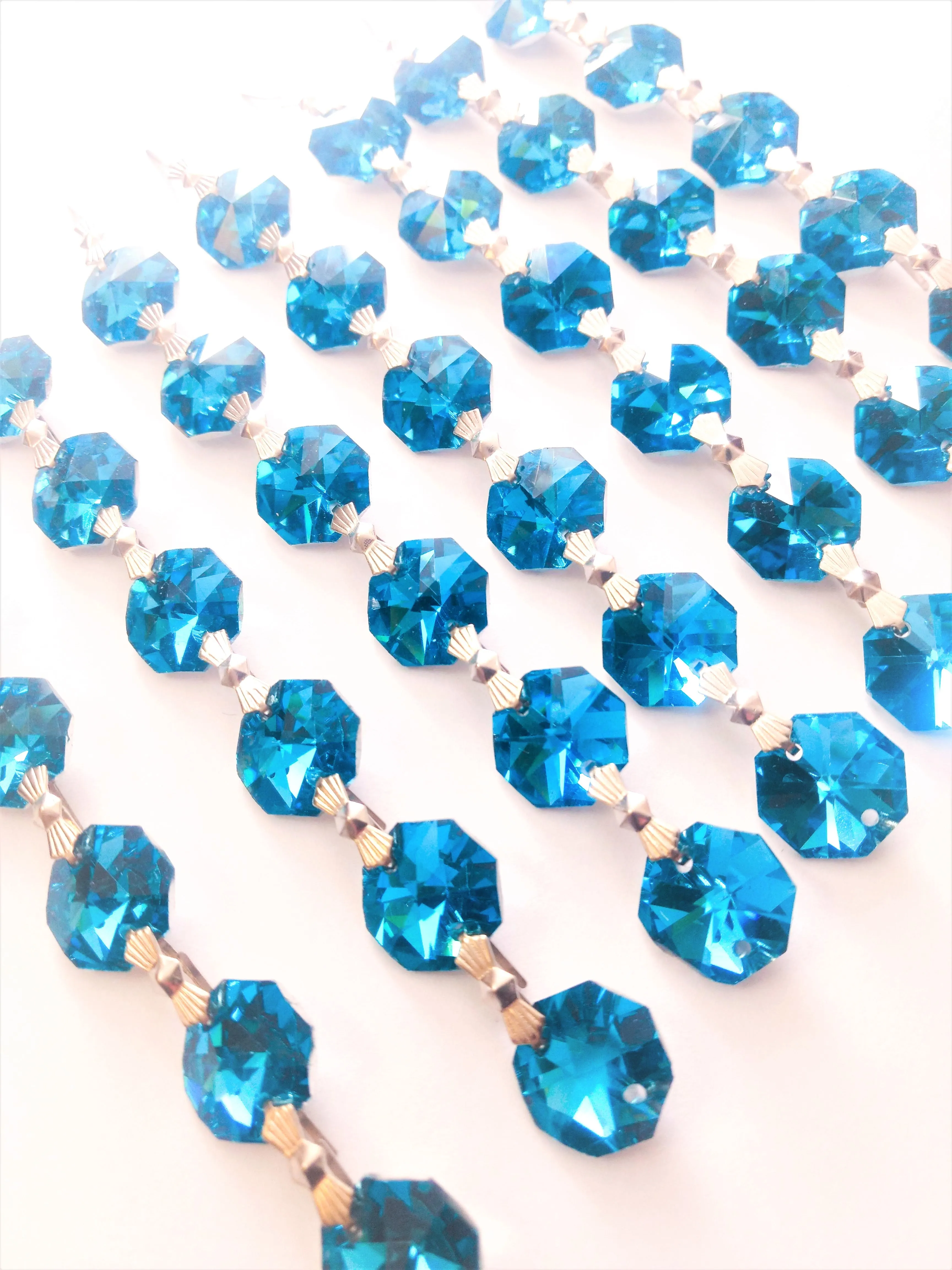 Metallic Aquamarine Chandelier Crystal Garland Yard