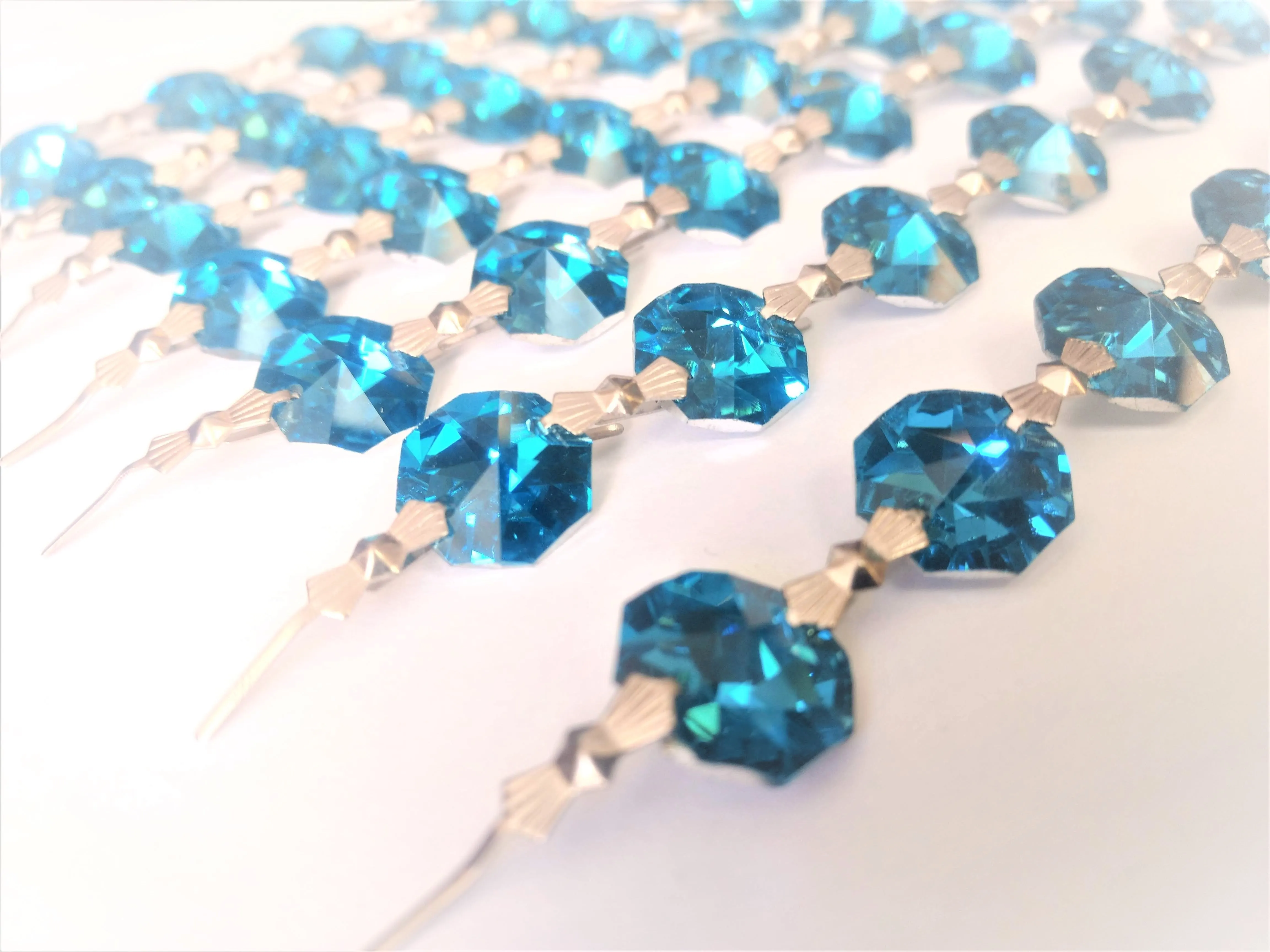 Metallic Aquamarine Chandelier Crystal Garland Yard