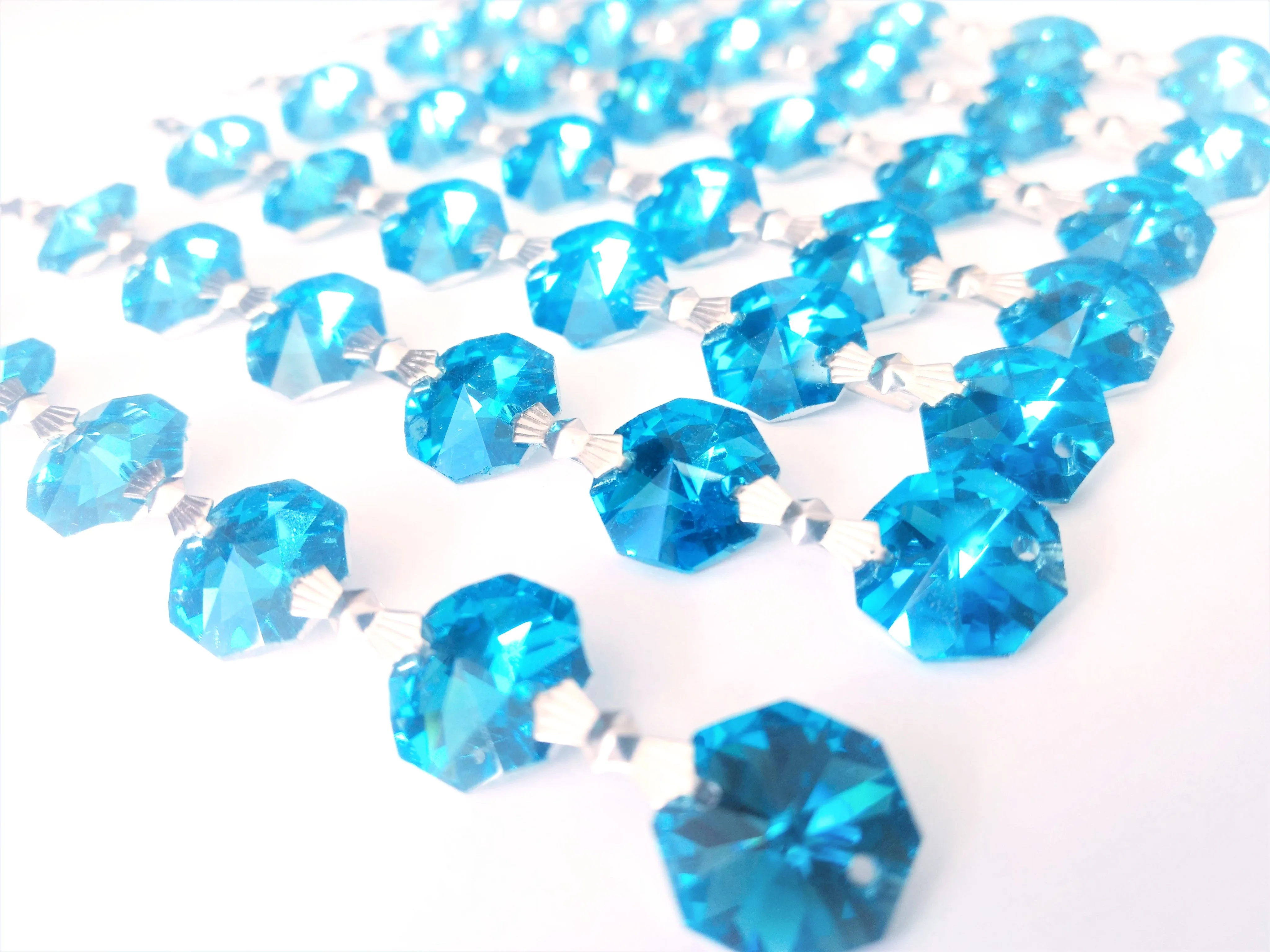Metallic Aquamarine Chandelier Crystal Garland Yard