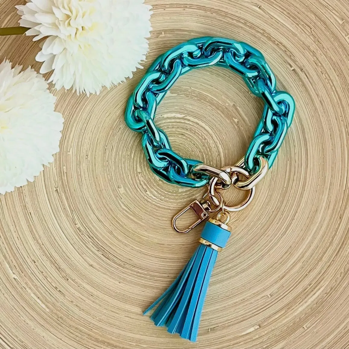 Metallic Chain Link Bangle Keychain