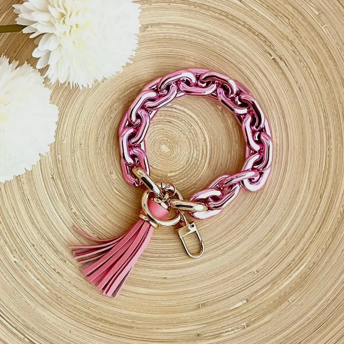 Metallic Chain Link Bangle Keychain
