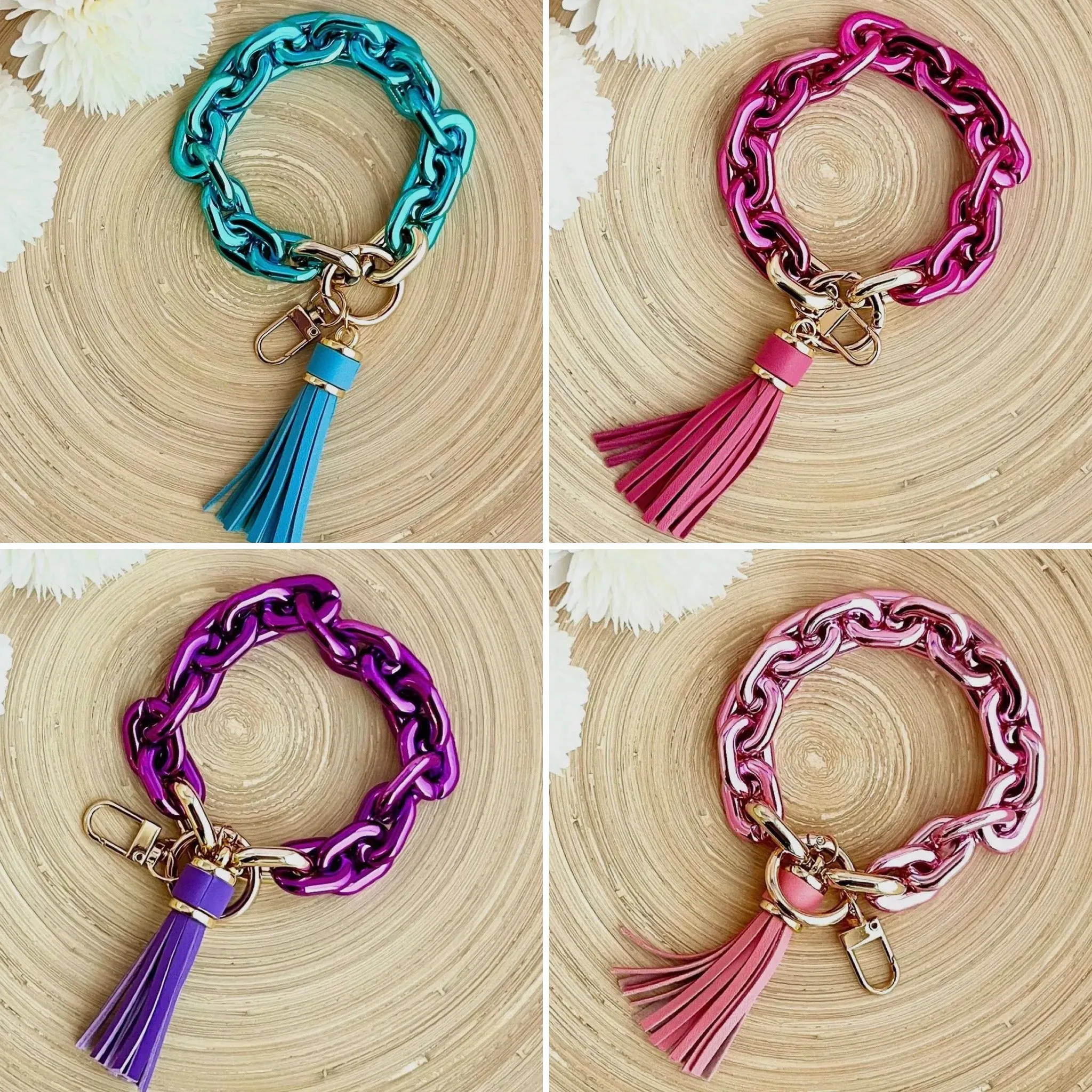 Metallic Chain Link Bangle Keychain