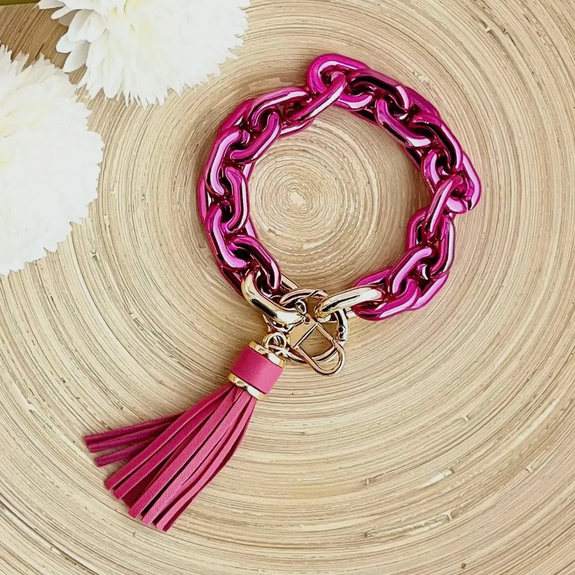 Metallic Chain Link Bangle Keychain