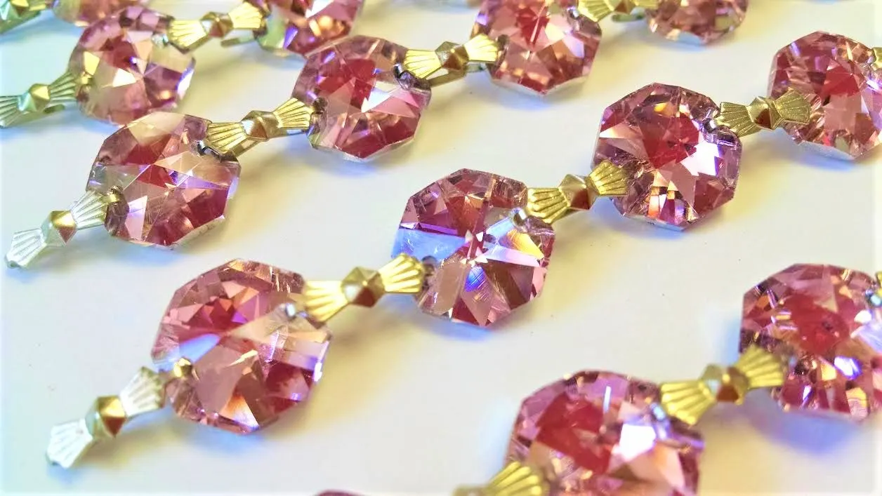 Metallic Pink Chandelier Crystal Garland Yard