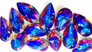 Metallic Purple Rainbow Teardrops Chandelier Crystals, Pack of 5