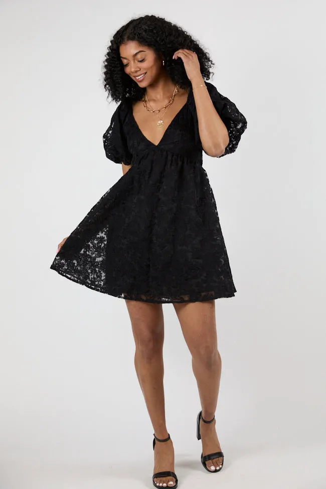 Midnight Muse Black Lace Babydoll Dress