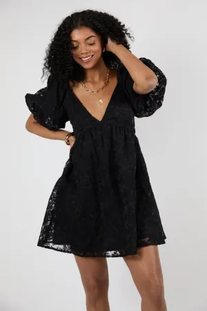 Midnight Muse Black Lace Babydoll Dress