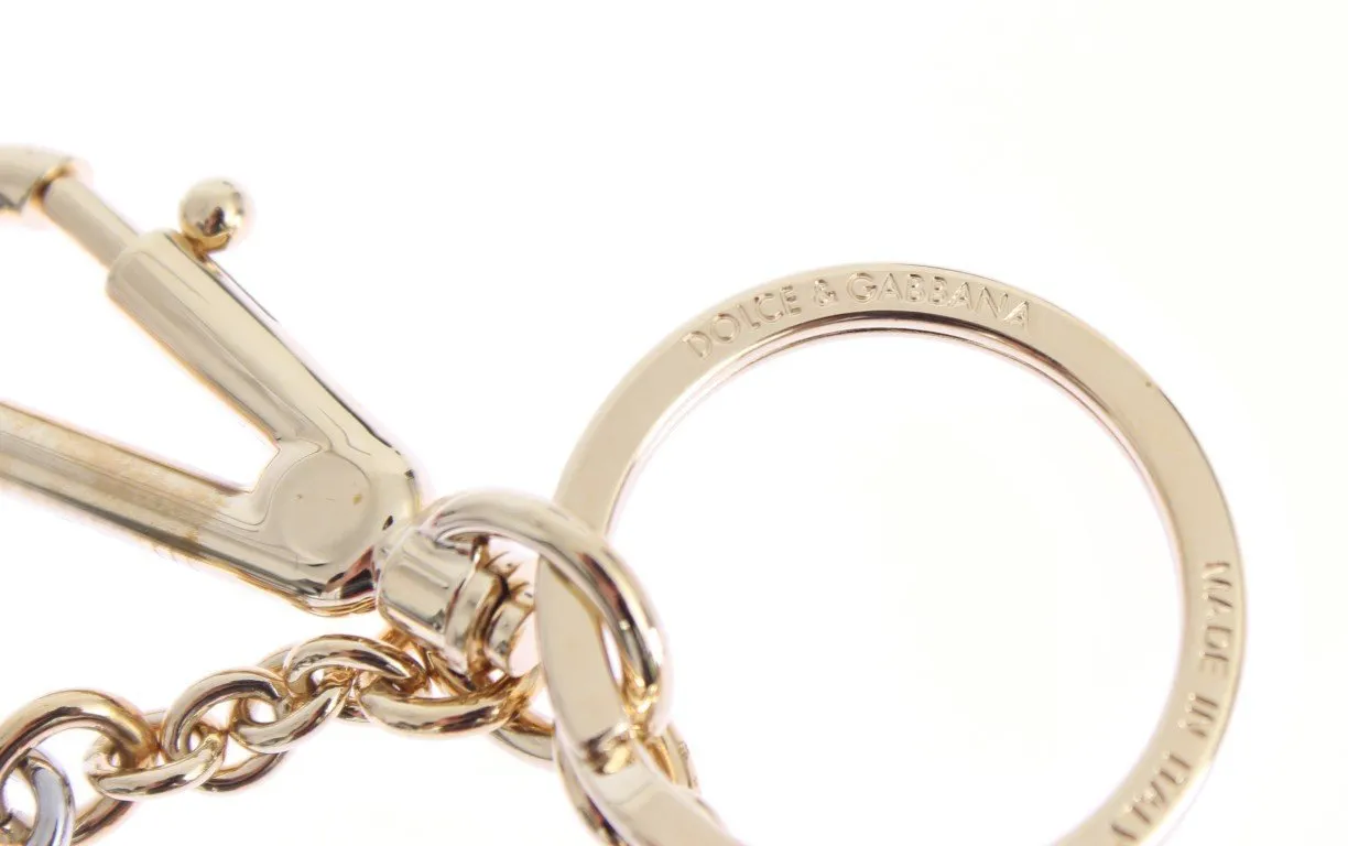Multicolor Leather Cart Wheel Gold Keychain