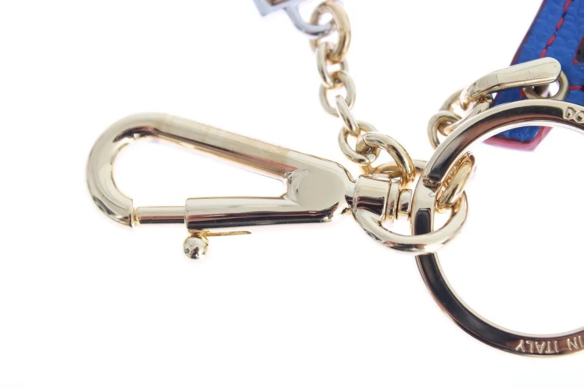 Multicolor Leather Cart Wheel Gold Keychain