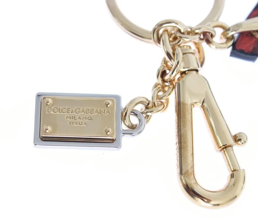 Multicolor Leather Cart Wheel Gold Keychain