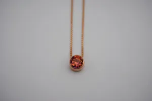 Mystic Topaz Necklace: Round Cut, Bezel, Rose Gold, Adjustable Chain