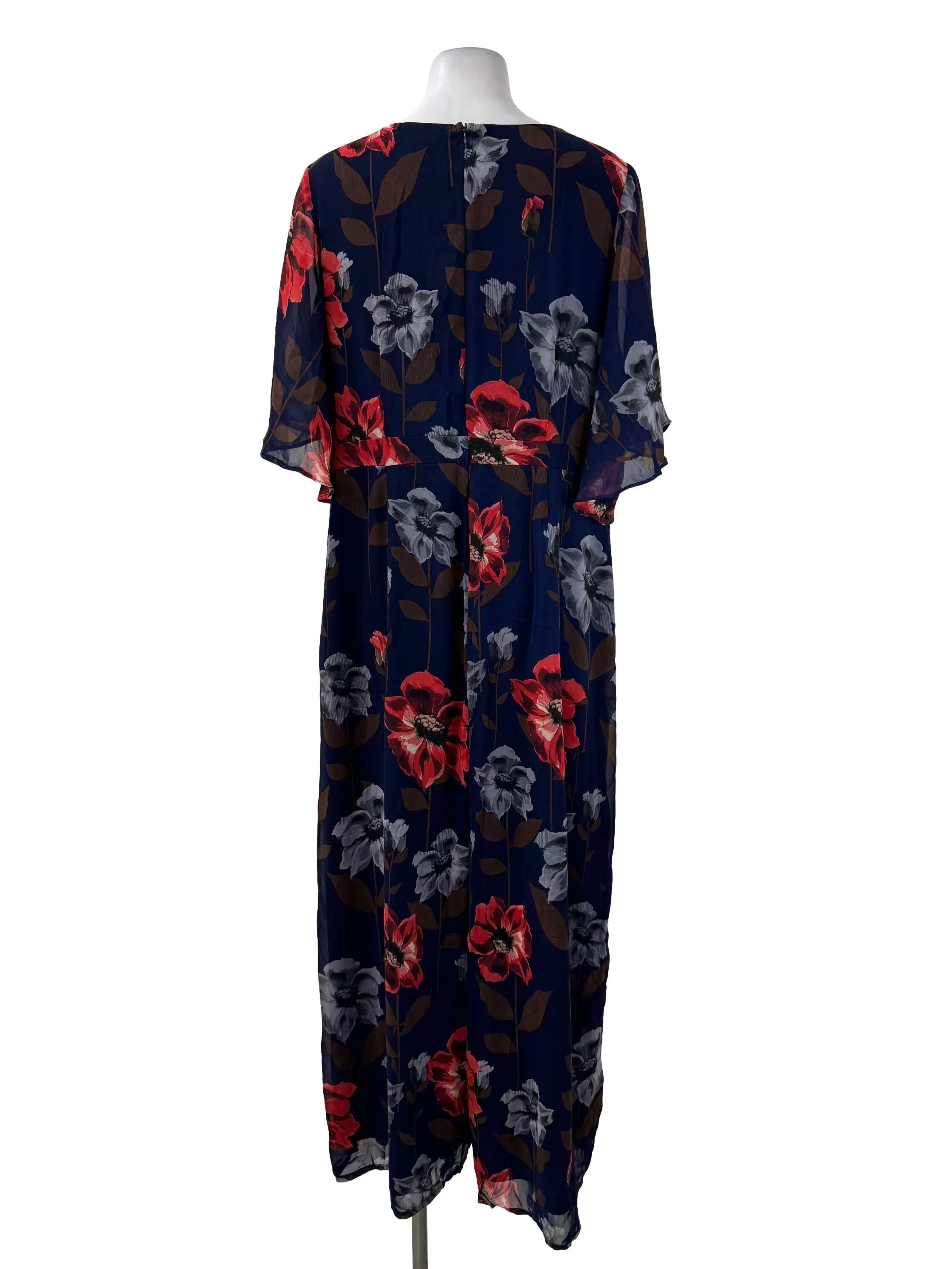Navy Floral V Jumpsuit