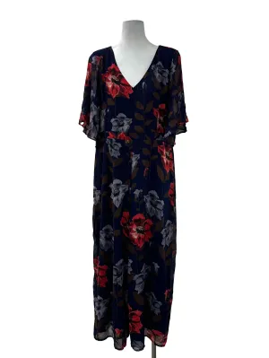 Navy Floral V Jumpsuit