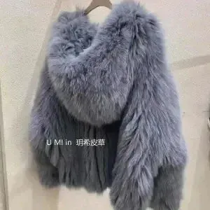 New Women Winter Faux Fox Fur Coat Short-length Loose Overcoat High-grade Foreign Atmosphere Jacket Hooded Warm Outwear