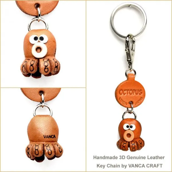 Octopus Japanese Leather Keychains Fish