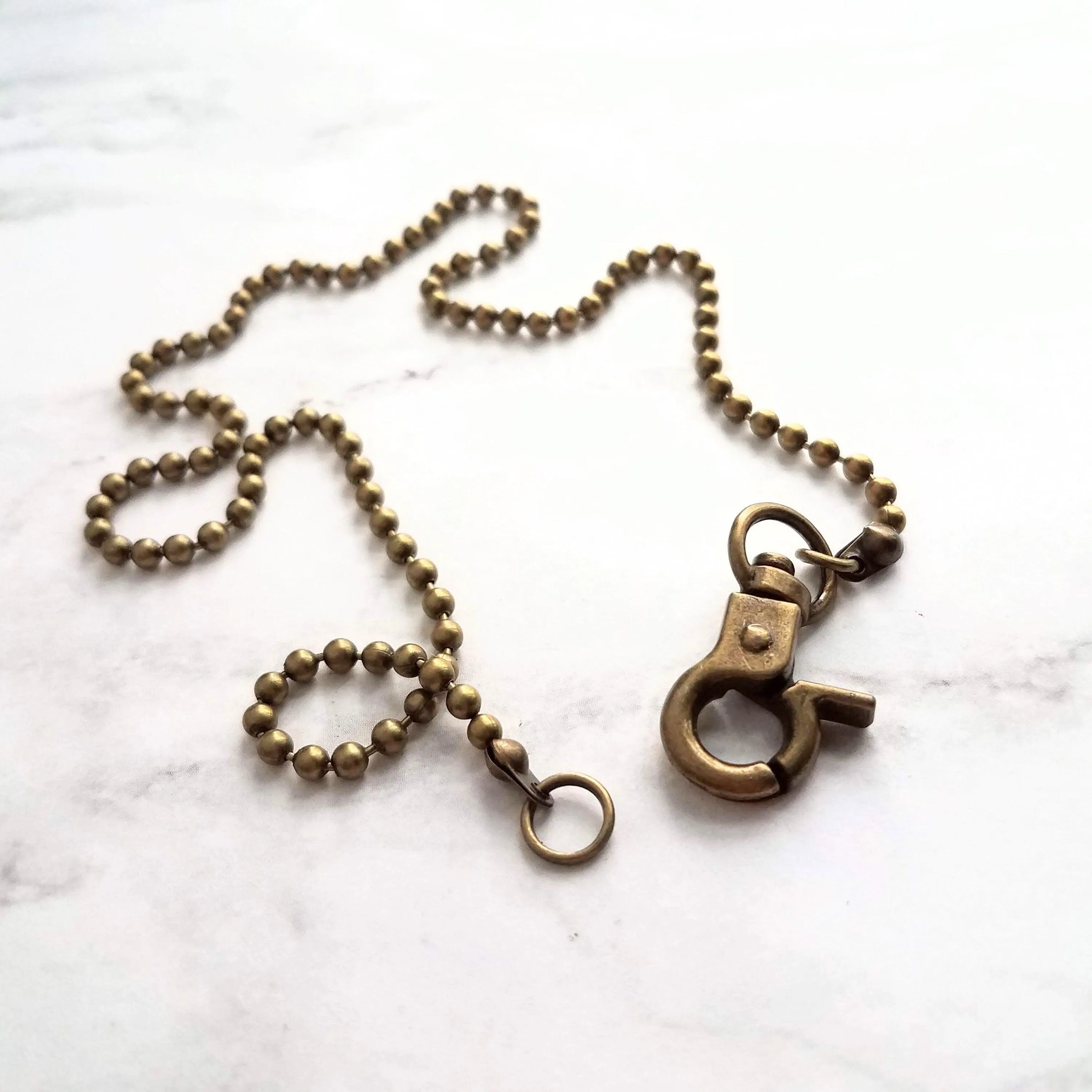 Old Gold Ball Chain, bronze ball chain, antique brass ball chain, large clasp, large ball chain, antique gold chain, ball chain necklace
