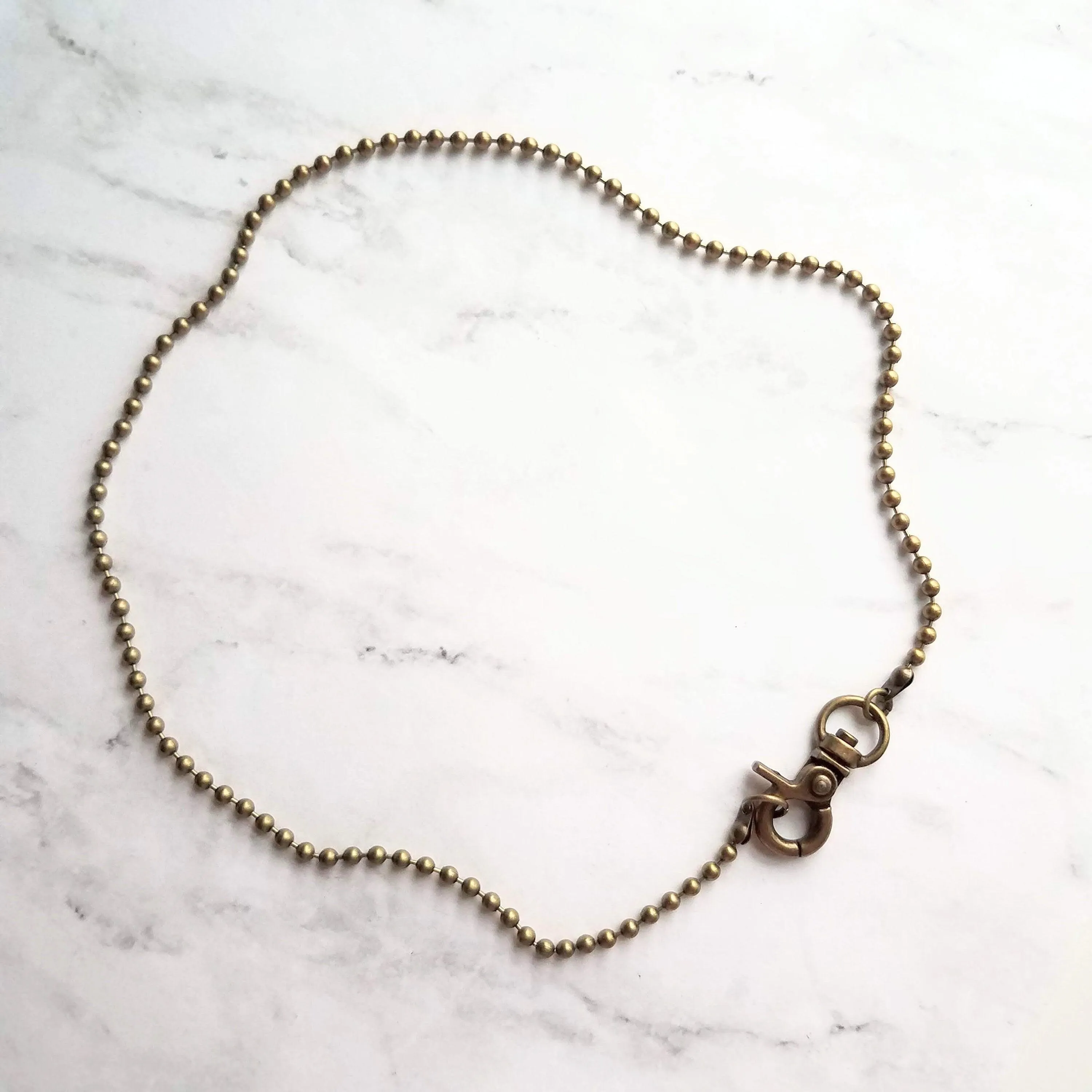 Old Gold Ball Chain, bronze ball chain, antique brass ball chain, large clasp, large ball chain, antique gold chain, ball chain necklace