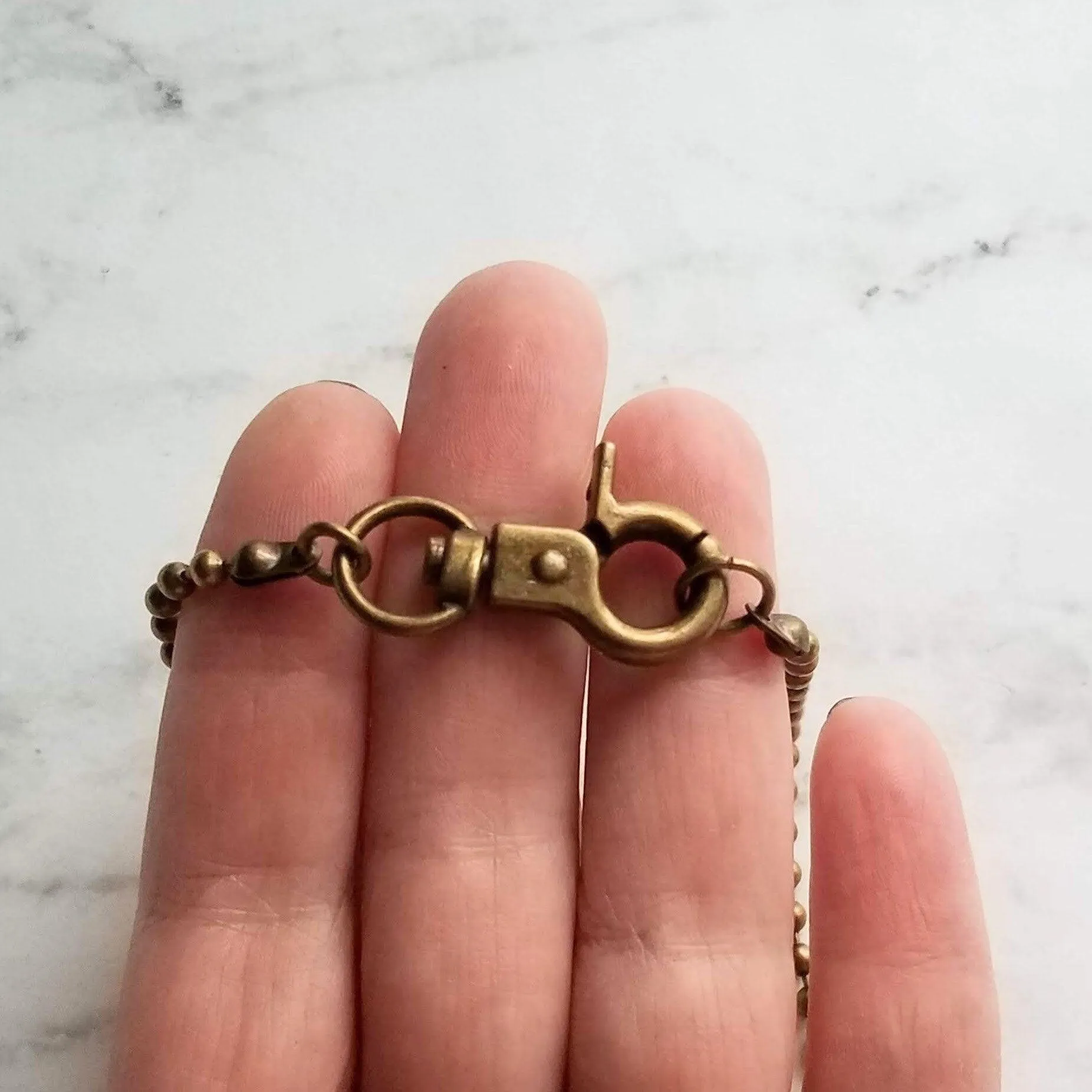 Old Gold Ball Chain, bronze ball chain, antique brass ball chain, large clasp, large ball chain, antique gold chain, ball chain necklace