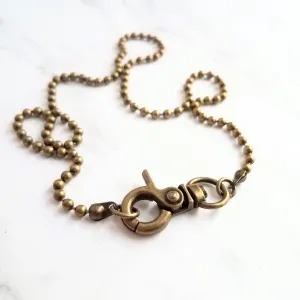 Old Gold Ball Chain, bronze ball chain, antique brass ball chain, large clasp, large ball chain, antique gold chain, ball chain necklace