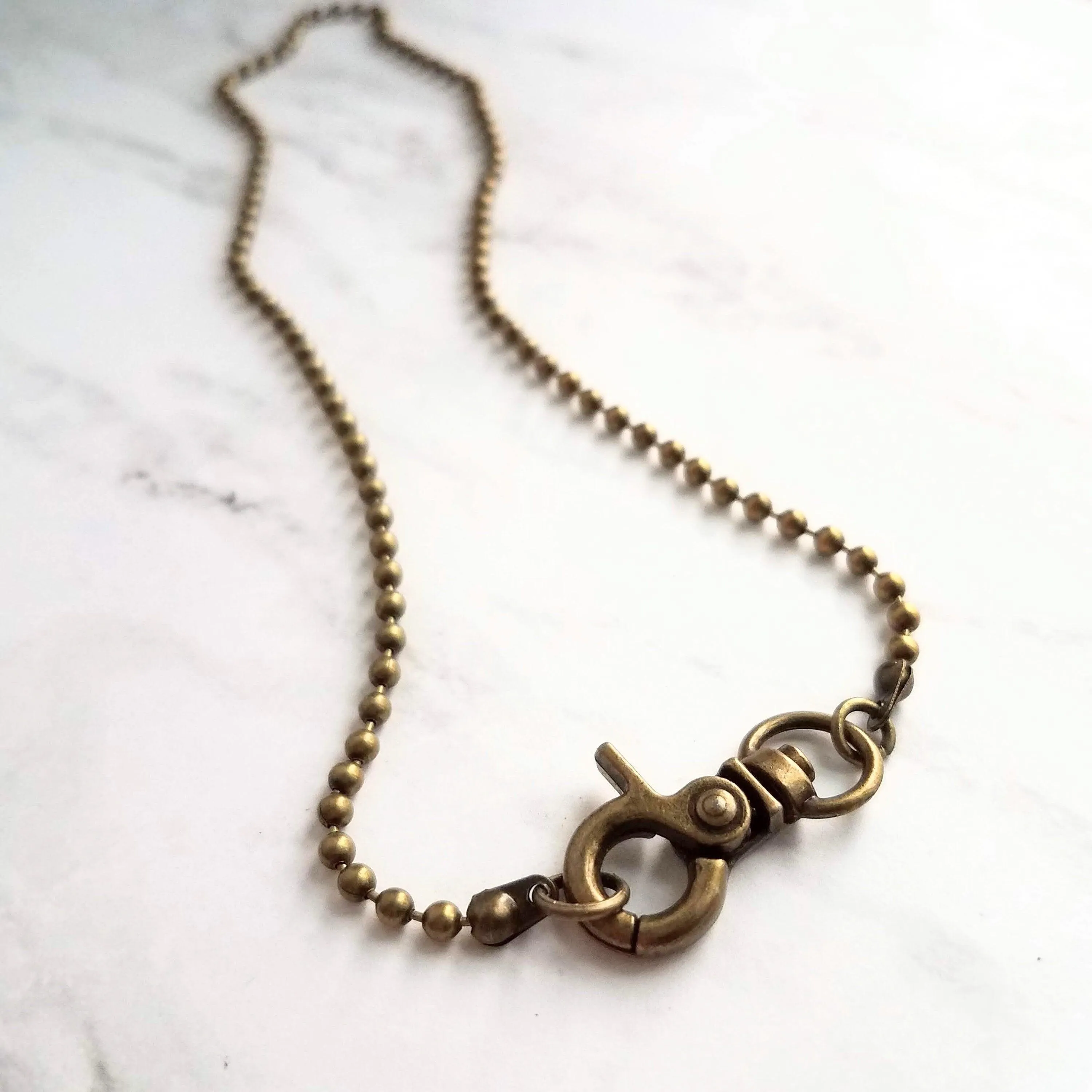 Old Gold Ball Chain, bronze ball chain, antique brass ball chain, large clasp, large ball chain, antique gold chain, ball chain necklace