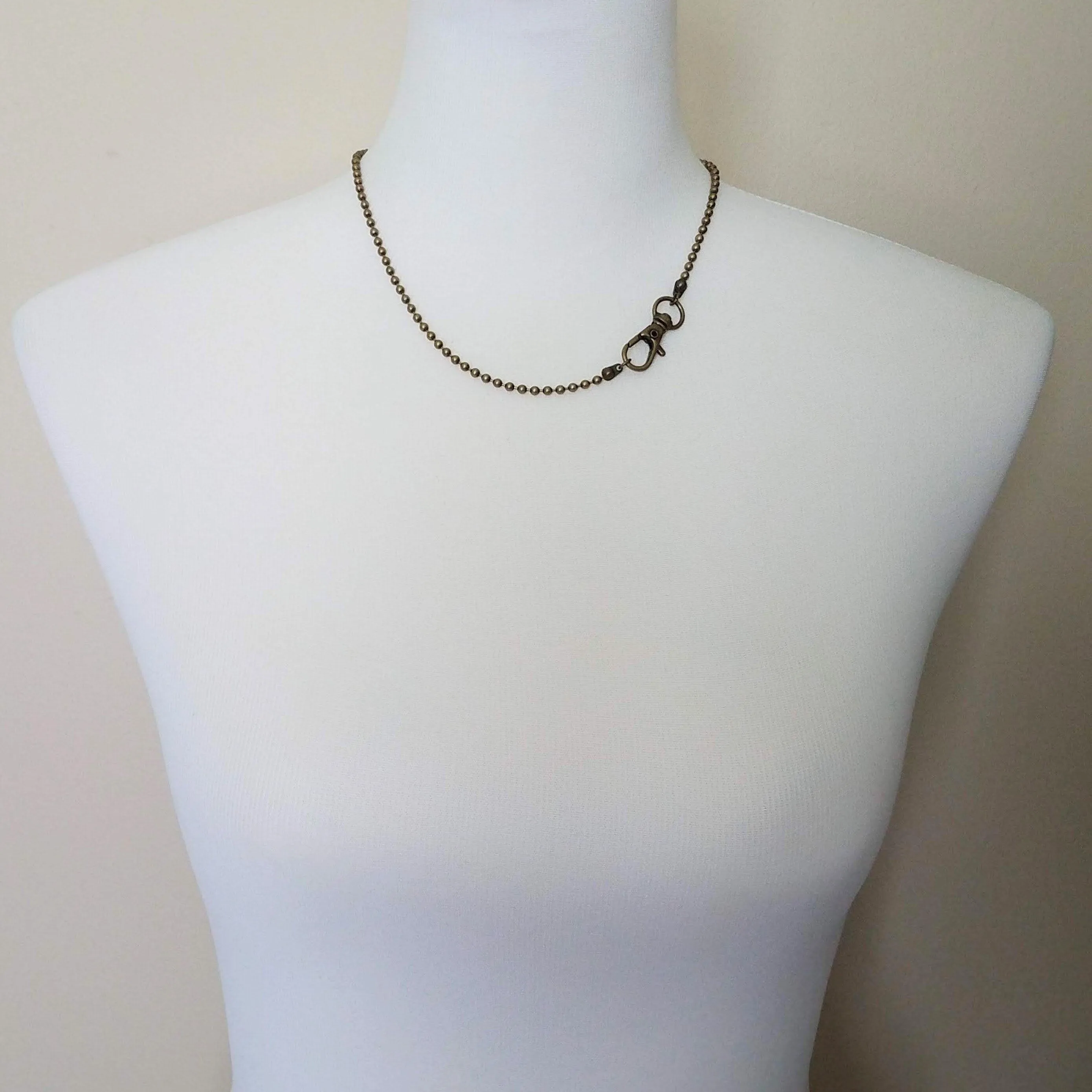 Old Gold Ball Chain, bronze ball chain, antique brass ball chain, large clasp, large ball chain, antique gold chain, ball chain necklace