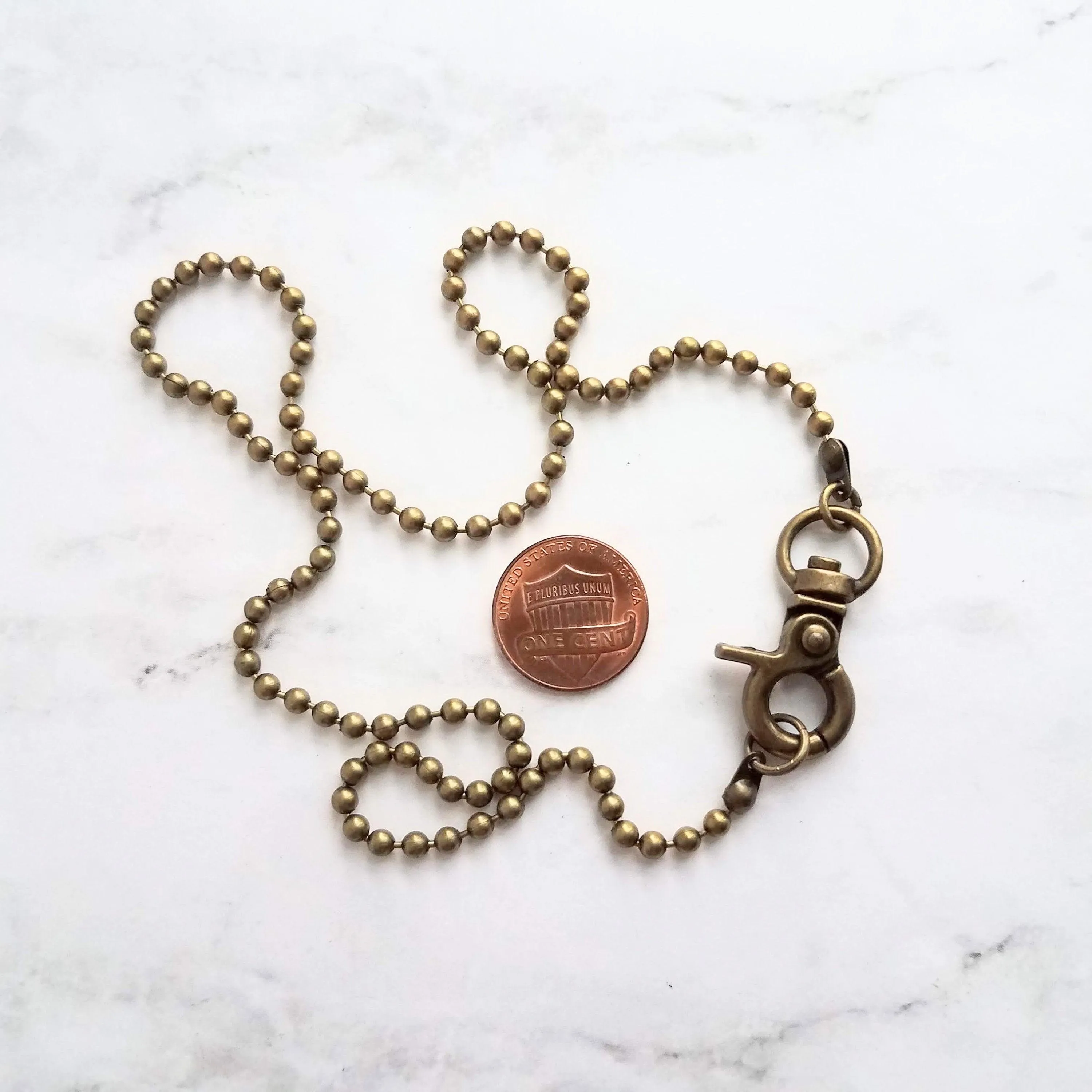 Old Gold Ball Chain, bronze ball chain, antique brass ball chain, large clasp, large ball chain, antique gold chain, ball chain necklace