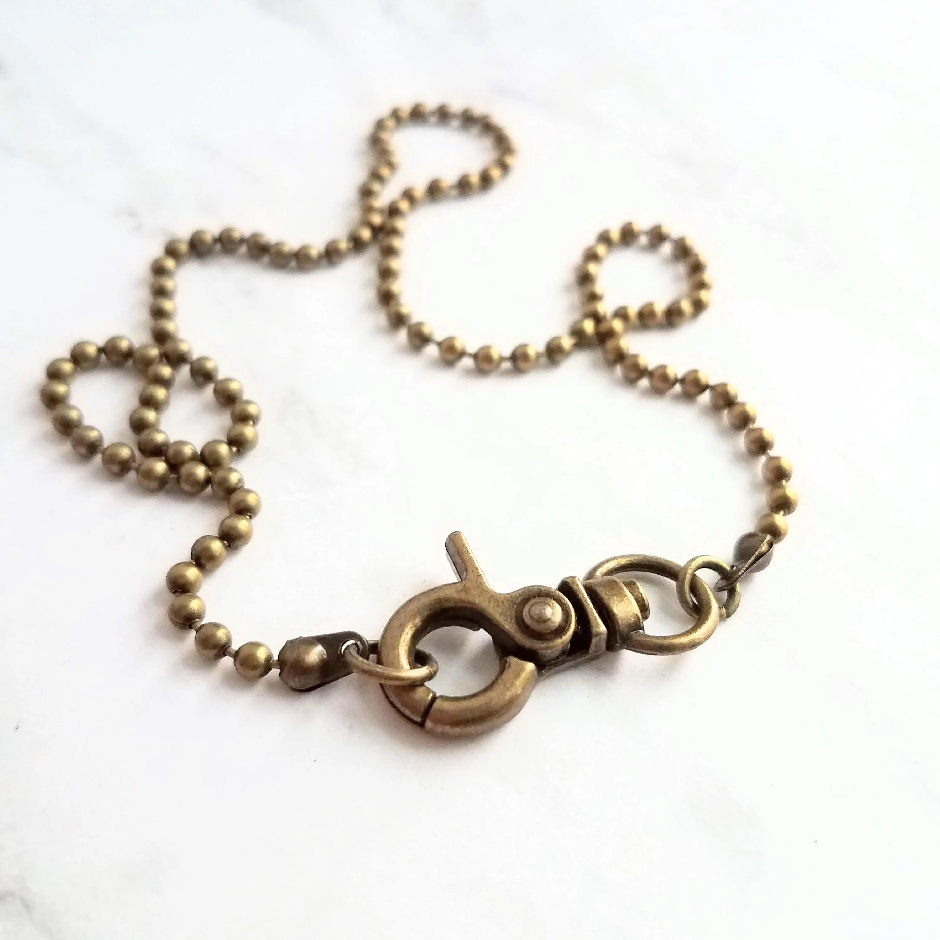 Old Gold Ball Chain, bronze ball chain, antique brass ball chain, large clasp, large ball chain, antique gold chain, ball chain necklace