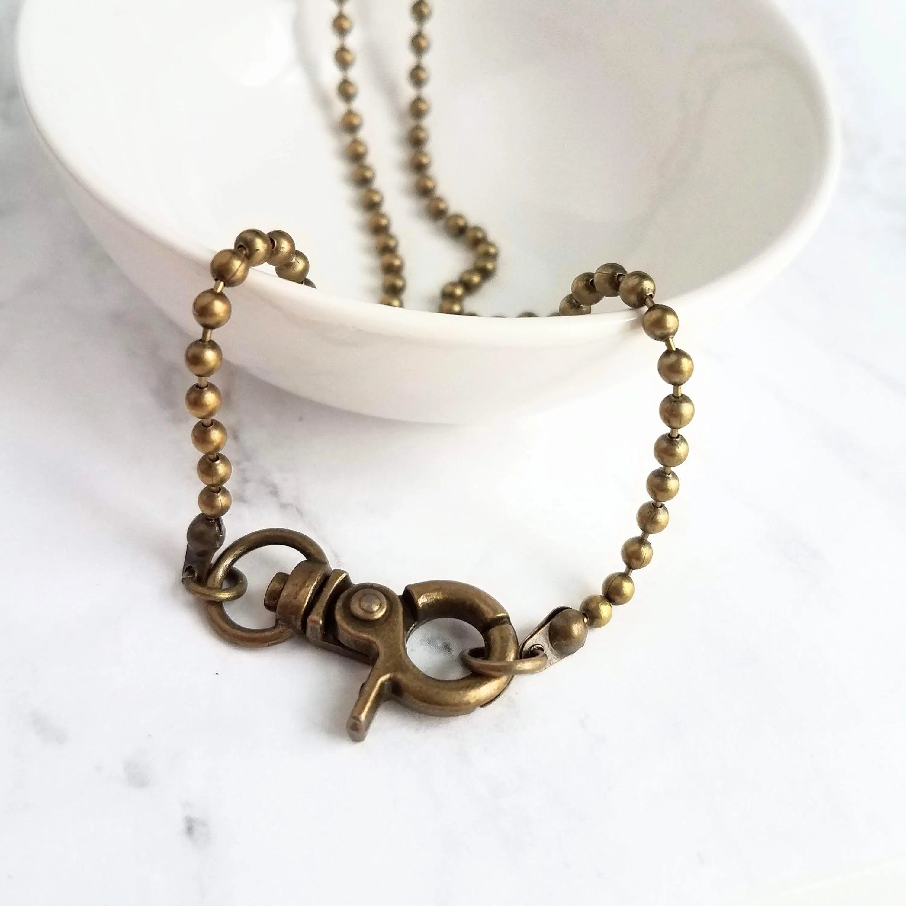 Old Gold Ball Chain, bronze ball chain, antique brass ball chain, large clasp, large ball chain, antique gold chain, ball chain necklace