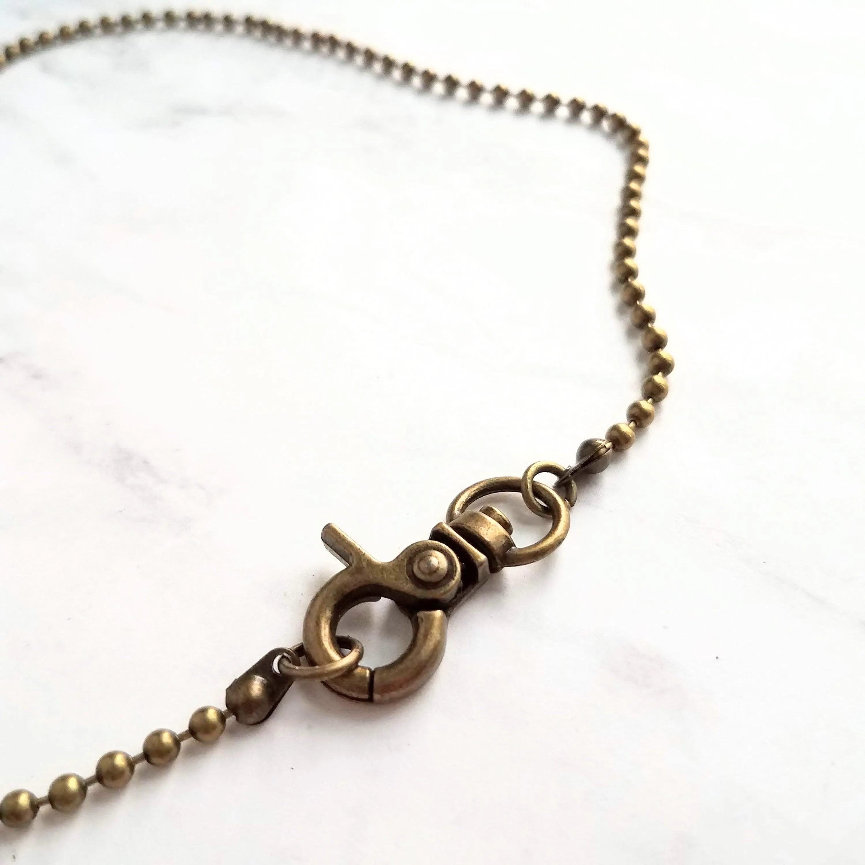 Old Gold Ball Chain, bronze ball chain, antique brass ball chain, large clasp, large ball chain, antique gold chain, ball chain necklace