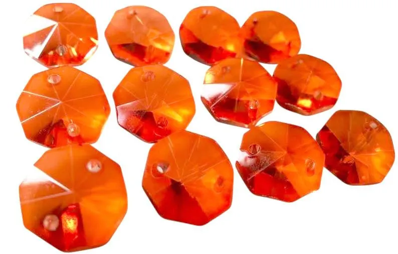 Orange 14mm Octagon Beads Chandelier Crystals 2 Holes