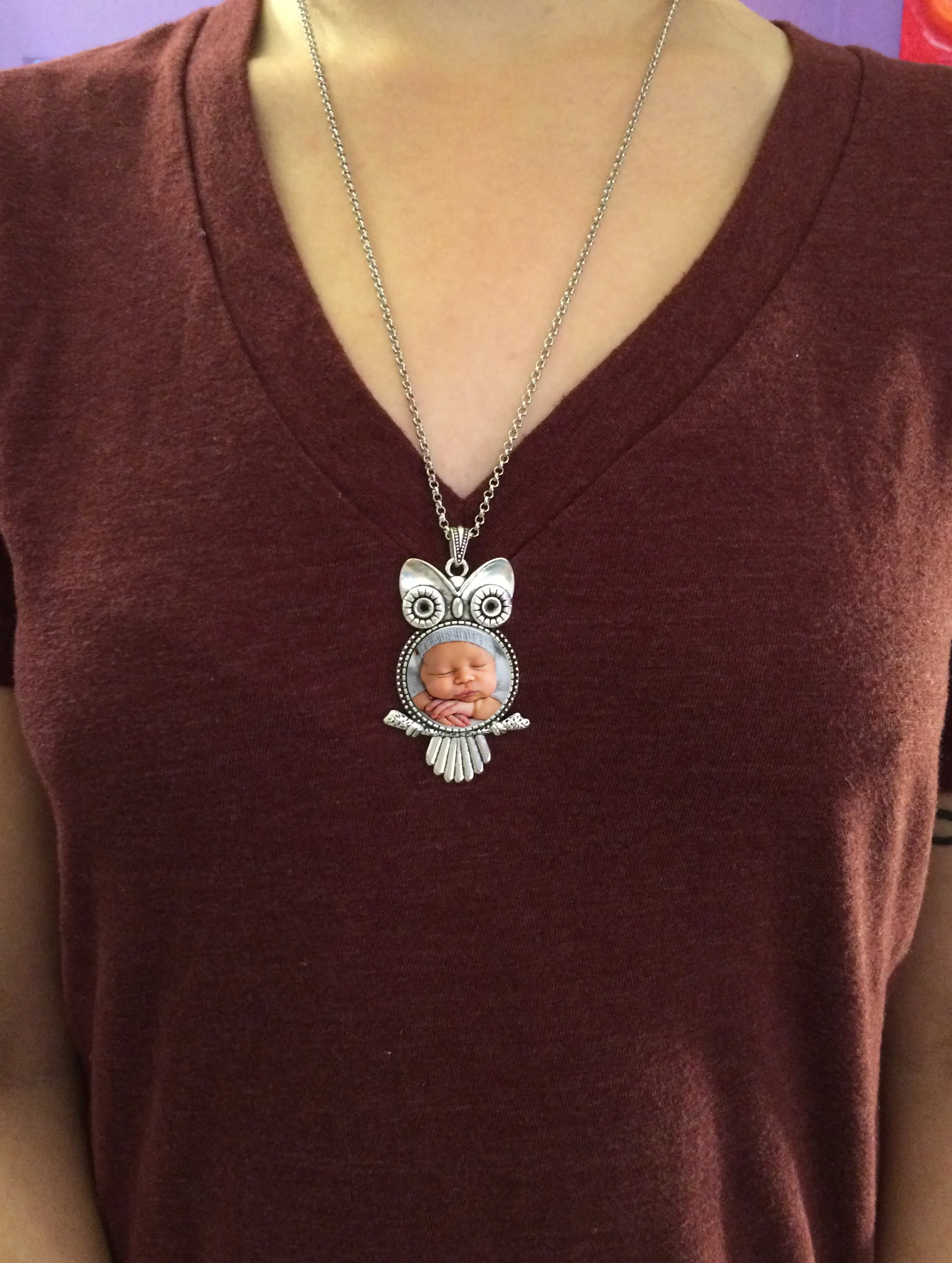 Owl necklace - Custom photo pendant