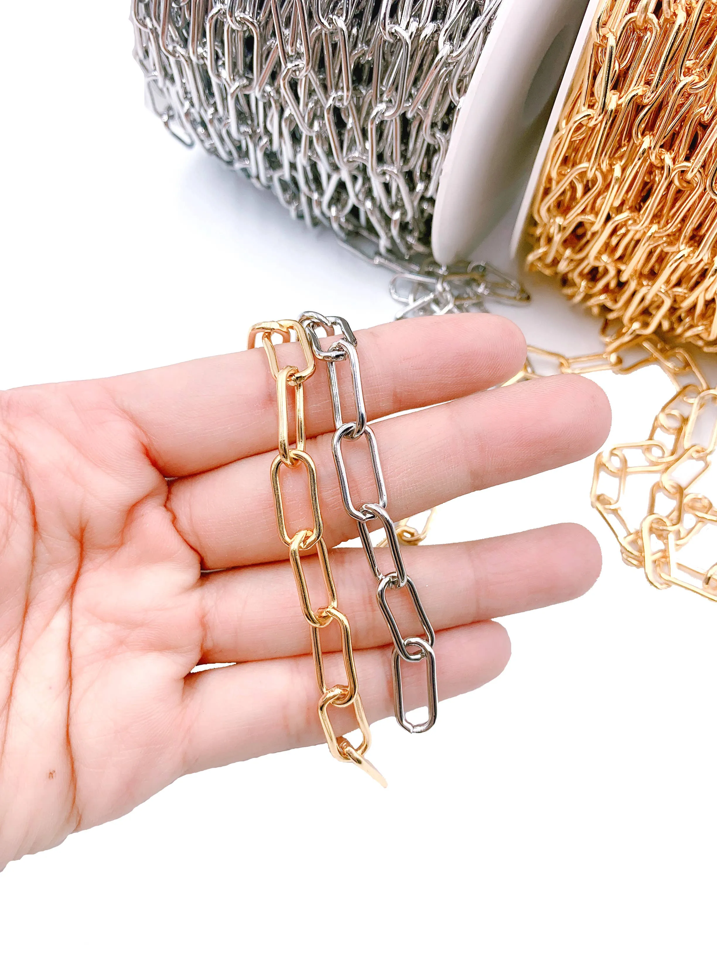 Paperclip Chain Necklace Chain by Foot, CH097
