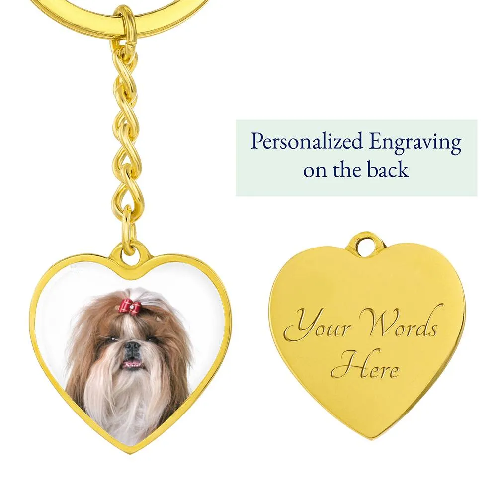 Personalized Custom Photo Shih Tzu Heart Keychain (Put Your Pet on a Keychain)