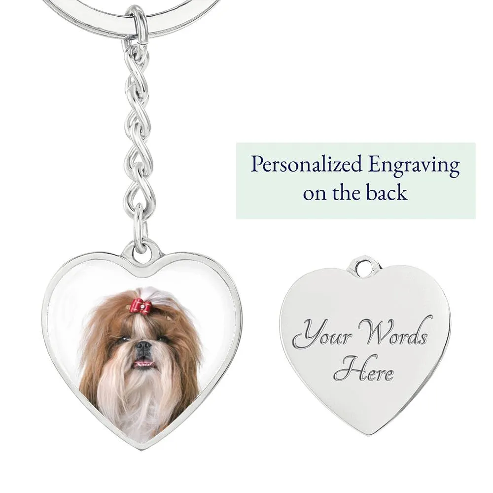 Personalized Custom Photo Shih Tzu Heart Keychain (Put Your Pet on a Keychain)