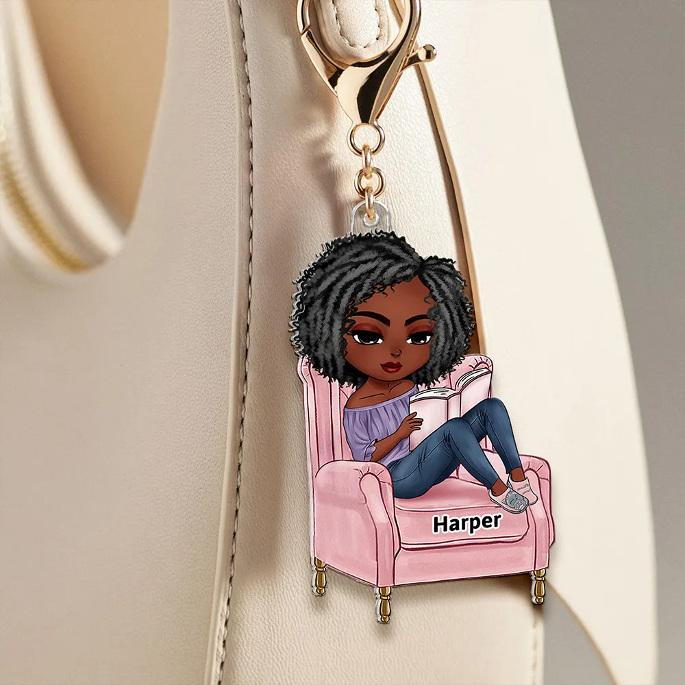 Personalized Gifts For Book Lover Keychain Reading Girl 01QHHU080425HH